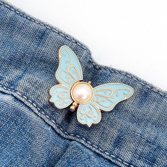 Pants Waist Tighteners No-Sewing Butterfly Flower Buttons Pins Adjustable Waist Buckle Extender Pants Waist Clip for Loose Jeans Skirts