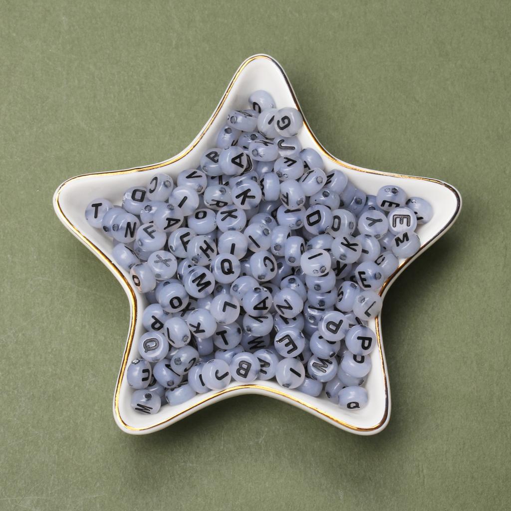 100Pcs/lot 7mm Colored A-Z Letter Beads Acrylic Round Flat Letter Spacer Beads Jewelry Making Handmade DIY Bracelet Necklace