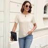 YYFS Women's Fashion Casual Summer Spring Solid Color Print Short Sleeve O-Neck Blouses & Shirts