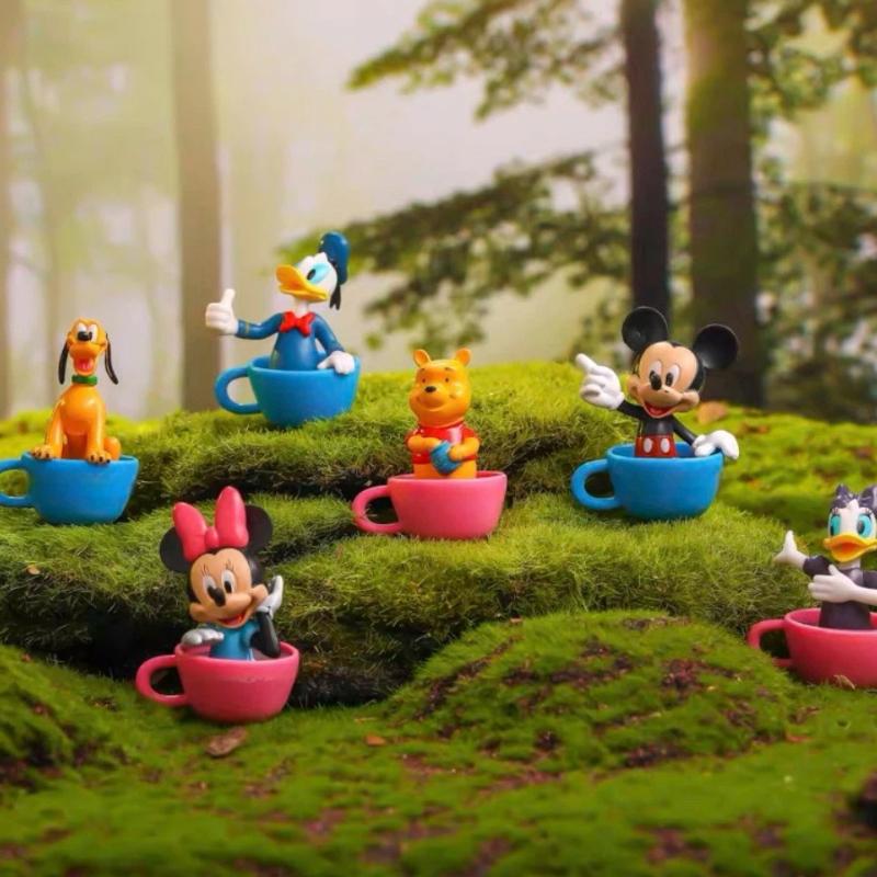 In Stock 6Pcs/Set Mouse Winnie Pooh Duck Cup Style Blind Box Kawaii Action Figure Model Ornament Toy Birthday Gifts For Girls