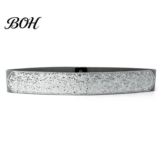 Stretchy Abdomen Shaper Sequined Waist Belt, Women Sparkly Wide Retro Dress Elastic Belt for Snap Buttons, Glittery Band Shirts Dresses