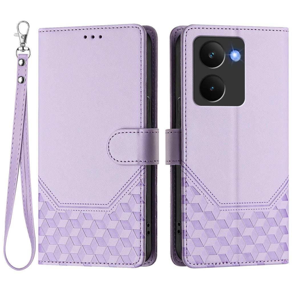 For Realme P3 Ultra 5G Case Imprinted Honeycomb RFID Blocking Leather Phone Cover with Strap