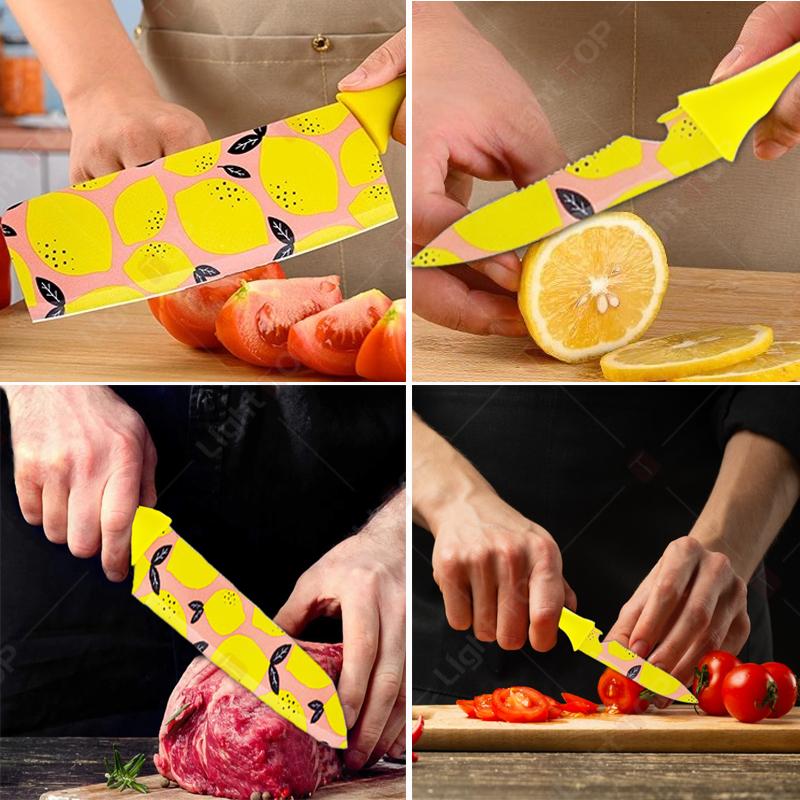 WXCOO Colorful Knife Set Fruit Peeler Vegetable Slicing Kitchen Accessories Wheat Straw Cooking Cutter Butcher Knife for Kitchen