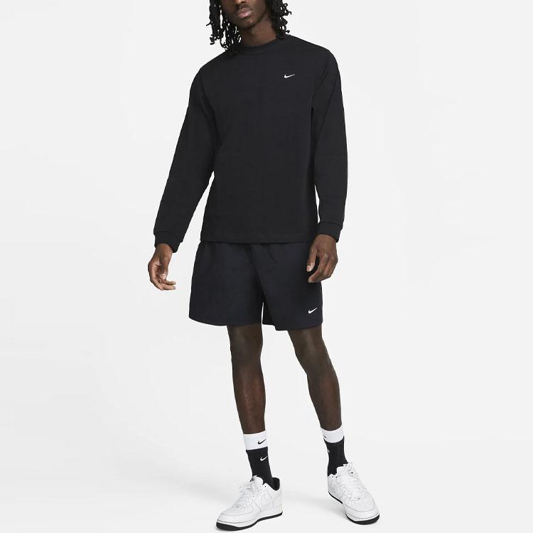 Nike Solo Swoosh Solid Logo Crew Neck Loose Long Sleeve T-Shirt Men Tops Black DX0884-010