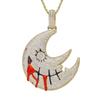 European & American Moon Pendant: Gold-Plated, Zirconia, Exaggerated Cuban Chain