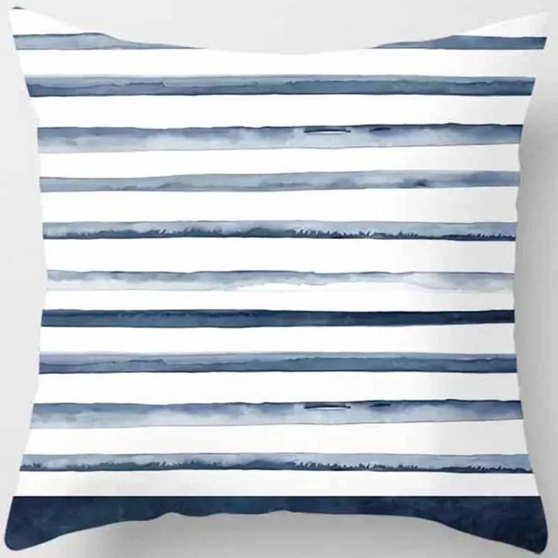 Home Decor Blue Tone Printed Square Pillowcase Car Sofa Cushion Cover