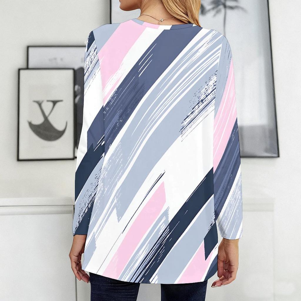Ladies Round Neck Oversized Long Sleeve Shirt Soft Comfy Tops For Home Loungewear