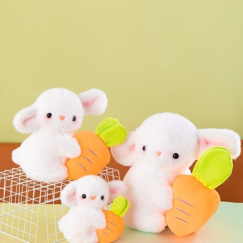 Cute Bunny Plush Toy Kawaii Fluffy Rabbit Hold Carrot Toy Children's Sleeping Doll Lovely Throw Pillow Gifts Home Decor