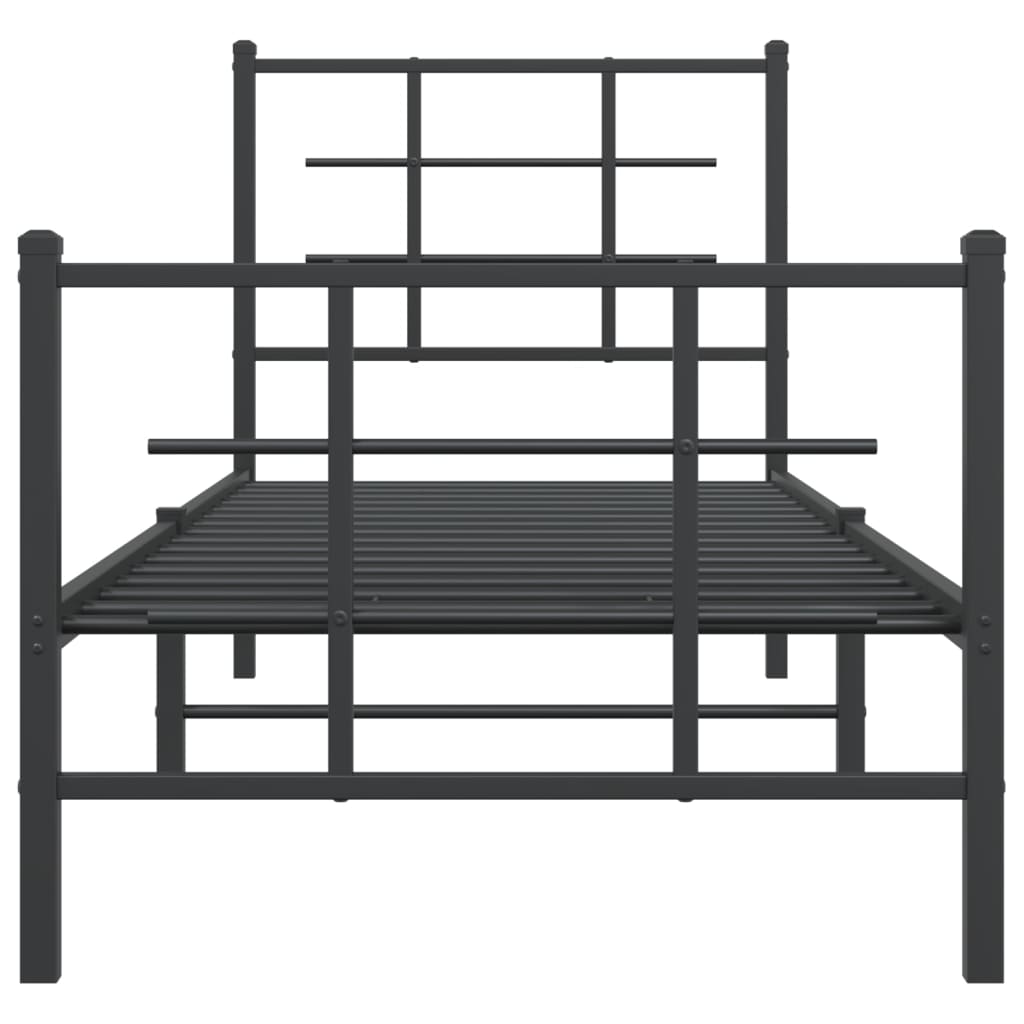Vidaxl Metal Bed Frame with Headboard and Footboard, Black, 75X190 Cm