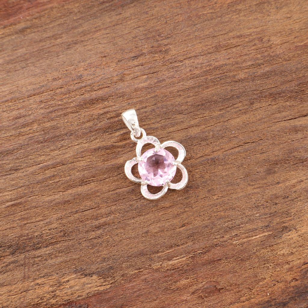 Morganite Gemstone Jewelry, 925 Solid Sterling Silver Pendant, Handmade Designer Silver Pendant For Wedding Gift