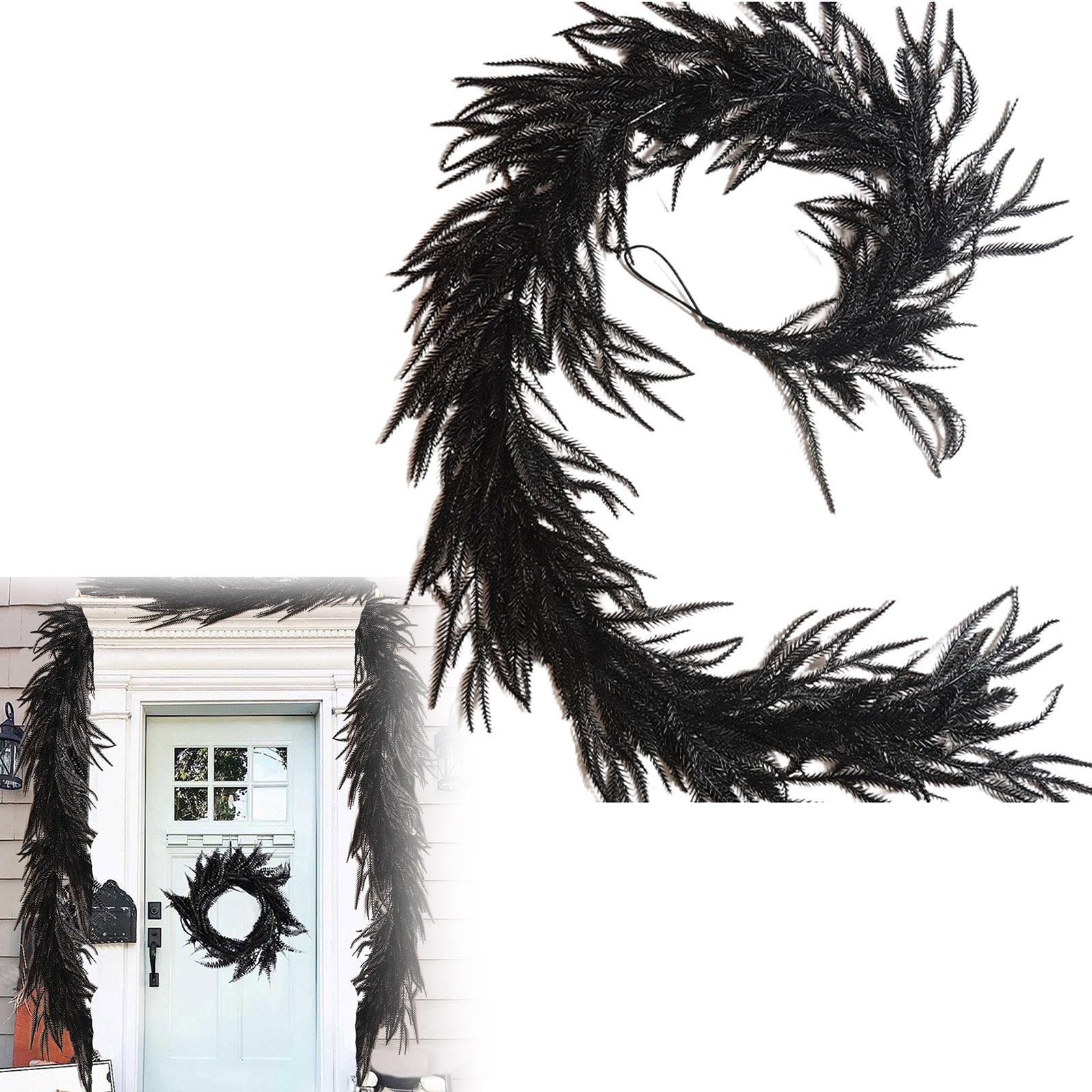 

Halloween Garland Decorations Black Artificial Branch Fake Pine Vine Wall Hanging Ornament Festival Fireplace Decor 150CM One Size зелёный