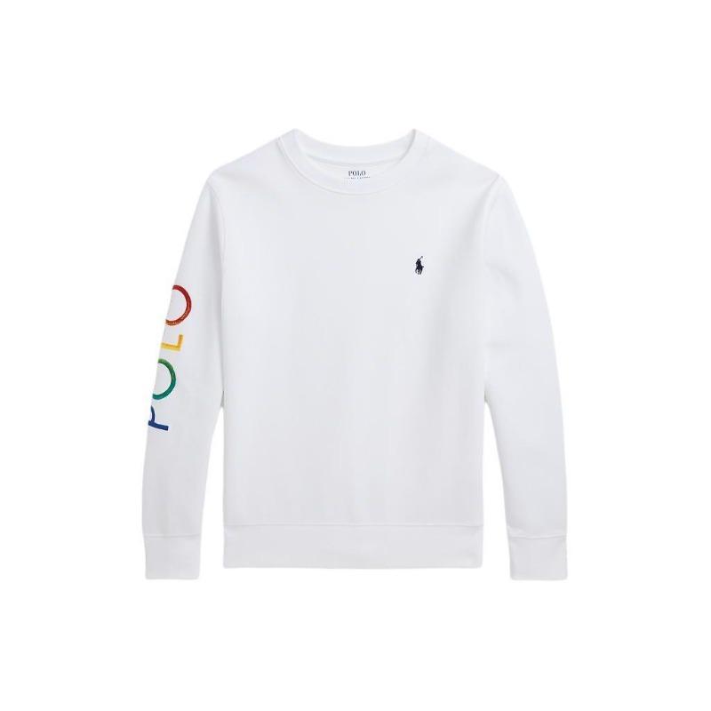 Ralph Lauren SS24 Logo Embroidered Crew Neck Long Sleeve Sweatshirt Kids White CWPOKNIY8021095-100