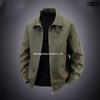 Men's Retro Pilot Lapel Cotton Jacket - Solid Color, Plus Size, Spring/Autumn Workwear Style