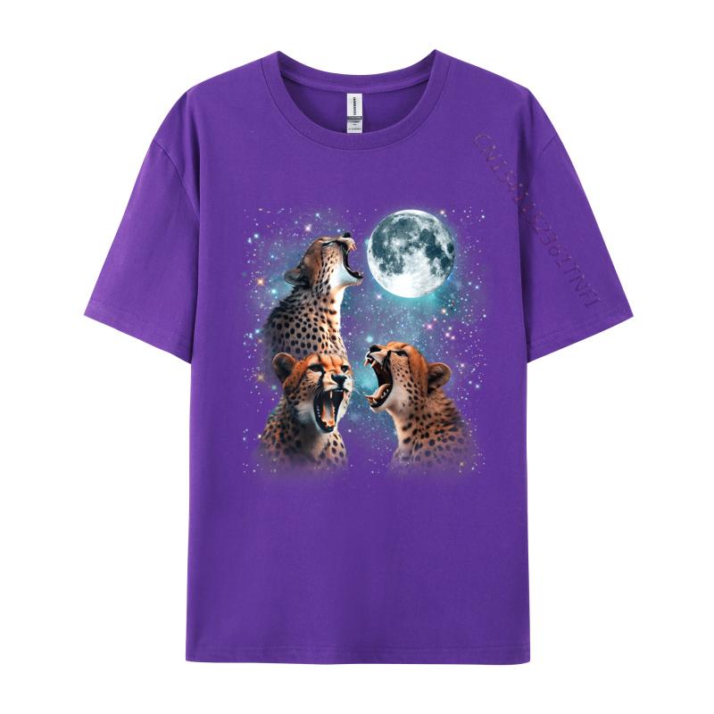 Unisex Tshirts 3 Cheetah Moon Howling Cheetah Head Funny For Fashion Leisure Tops Shirt Cotton Fabric Tshirts Design Tee Shirt