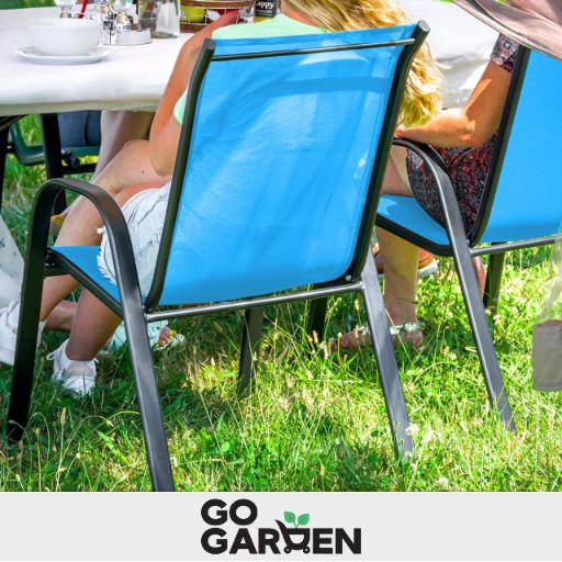 Metal garden chairs for terrace balcony garden armchair blue 4 pcs