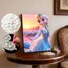 Blue Rose Sunset Elsa Pearl-Inlaid Frameless Art | Handmade Pearl Craft, Blue Rose Theme, for Soft Dreamy Home Decor & Gift Option