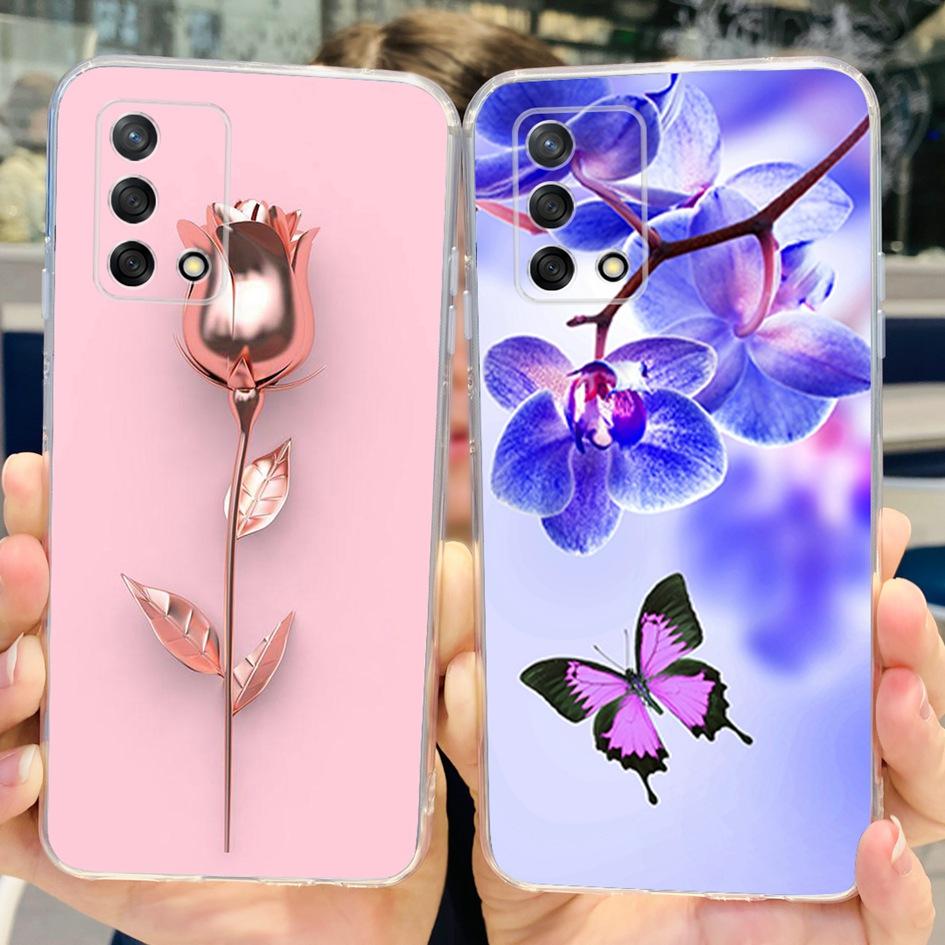 For Oppo Reno 6 Lite Case CPH2365 Reno6 Lite Cover Fashion Butterfly Flower Soft Silicone Funda on OPPO A74 A95 4G CHP2219 Cases
