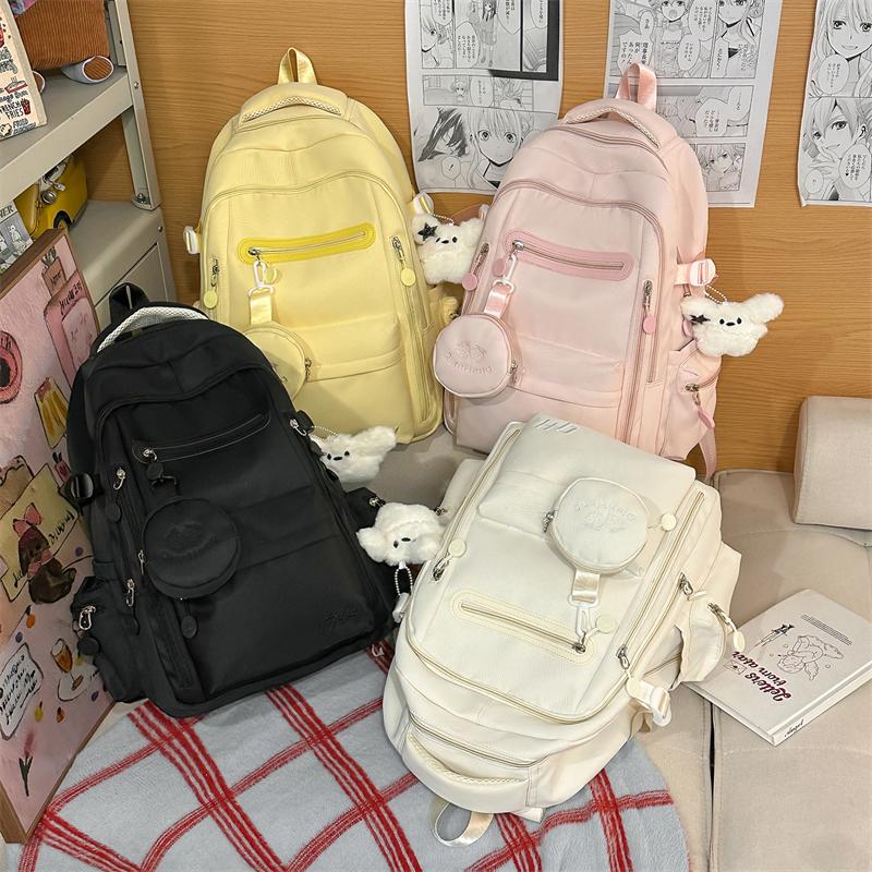 Women's Backpack Campus Large Capacity Backpack Student Schoolbag with Coin Purse