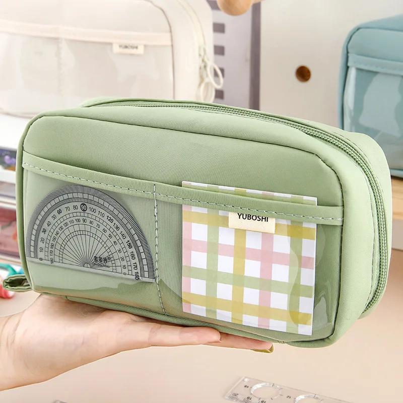 Creative Simple Pencil Bag Three-dimensional 180° Opening Pencil Box Dopamine Color Match Student Cute Stationery Storage Bag