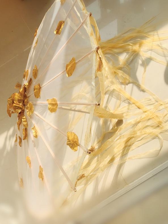 LED Chinese Japan Yarn Oiled Paper Silk Cloth Umbrella Costume Ancient Princess Umbrella Drama White Craft Umbrella Cosplay