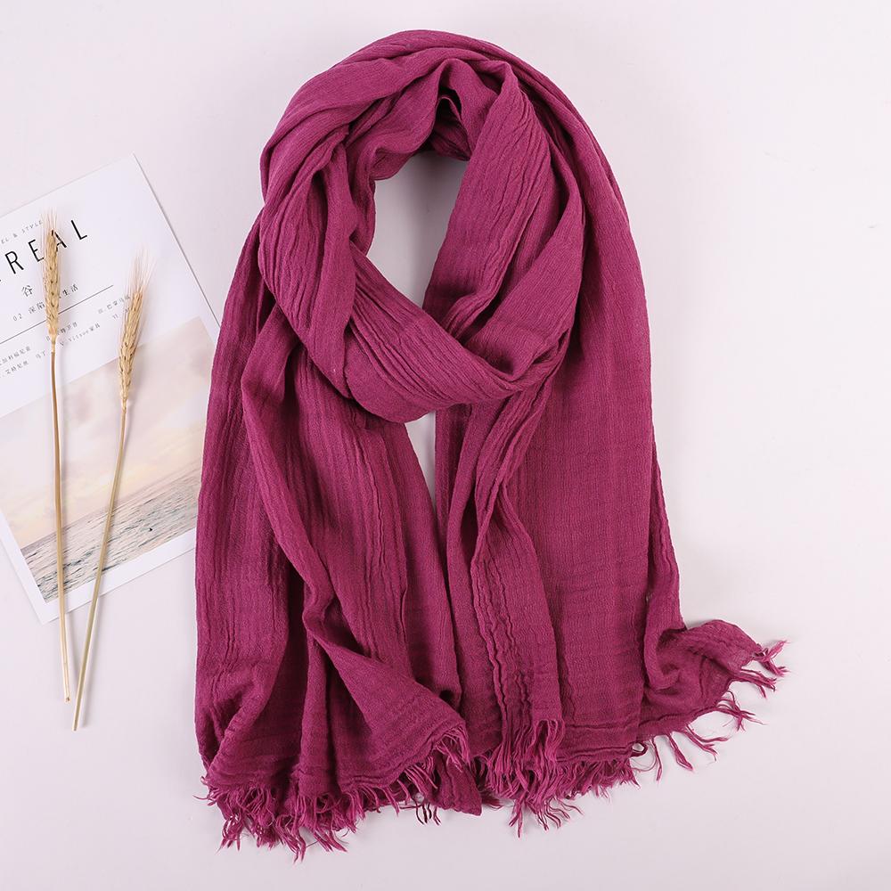 Fashion Designer Linen Cotton Scarf Women Solid Color Muslim Hijab Scarves Shawls Plain Big Pashmina Wrap Head Hair Scarf