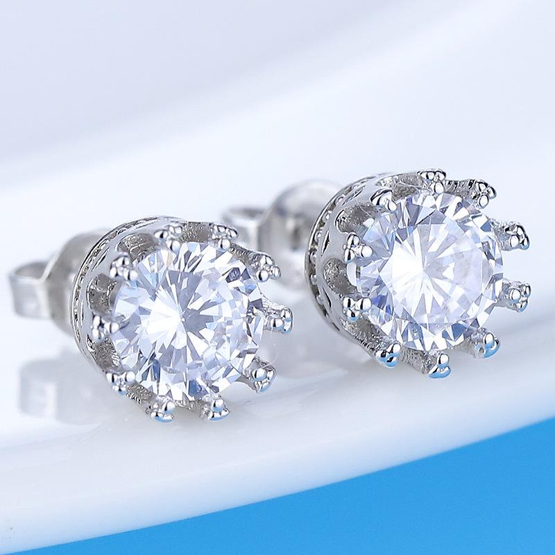 Crown Zircon Black Twist Stud Earrings for Women - Korean Style, Simple, and Elegant