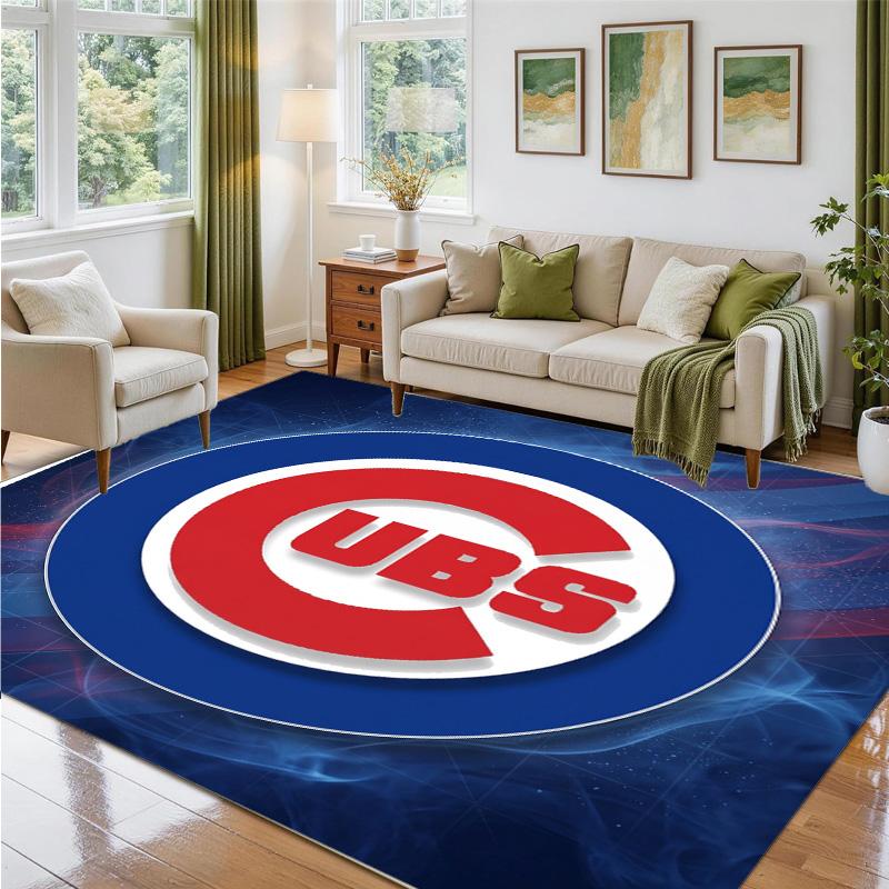 Chicago Cubs Design Crystal Velvet Rug Soft Decorative Mat for Bedroom Entrance