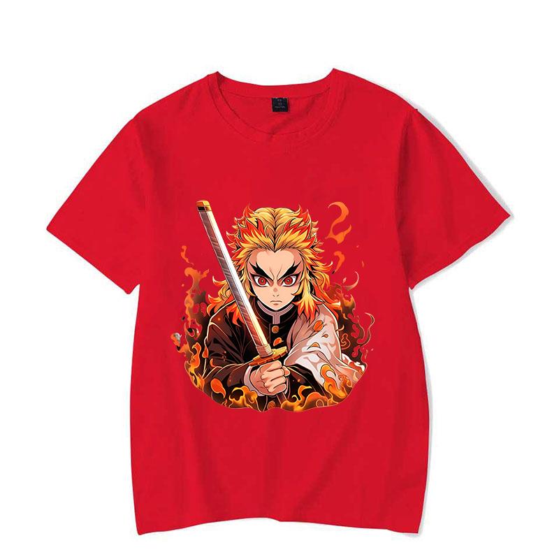 Hot Anime Rengoku Kyoujurou Print Short Sleeve T Shirts Men Women Shirts Summer Short Sleeved Loose Y2k Tops Size XXS-4XL