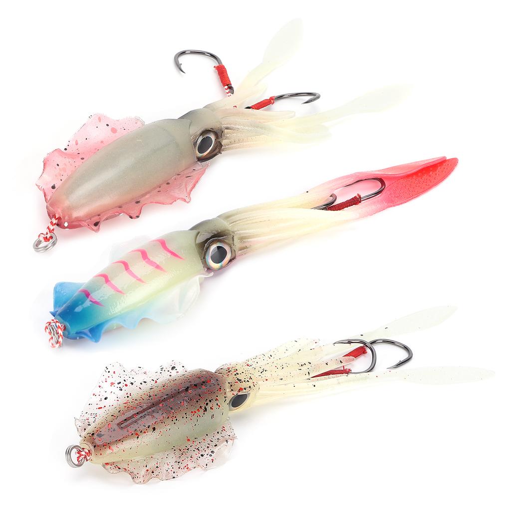 Fishing Squid Lure Octopus UV Luminous Squid Jigs with Hook Fishing Wobbler Bait Soft Lure