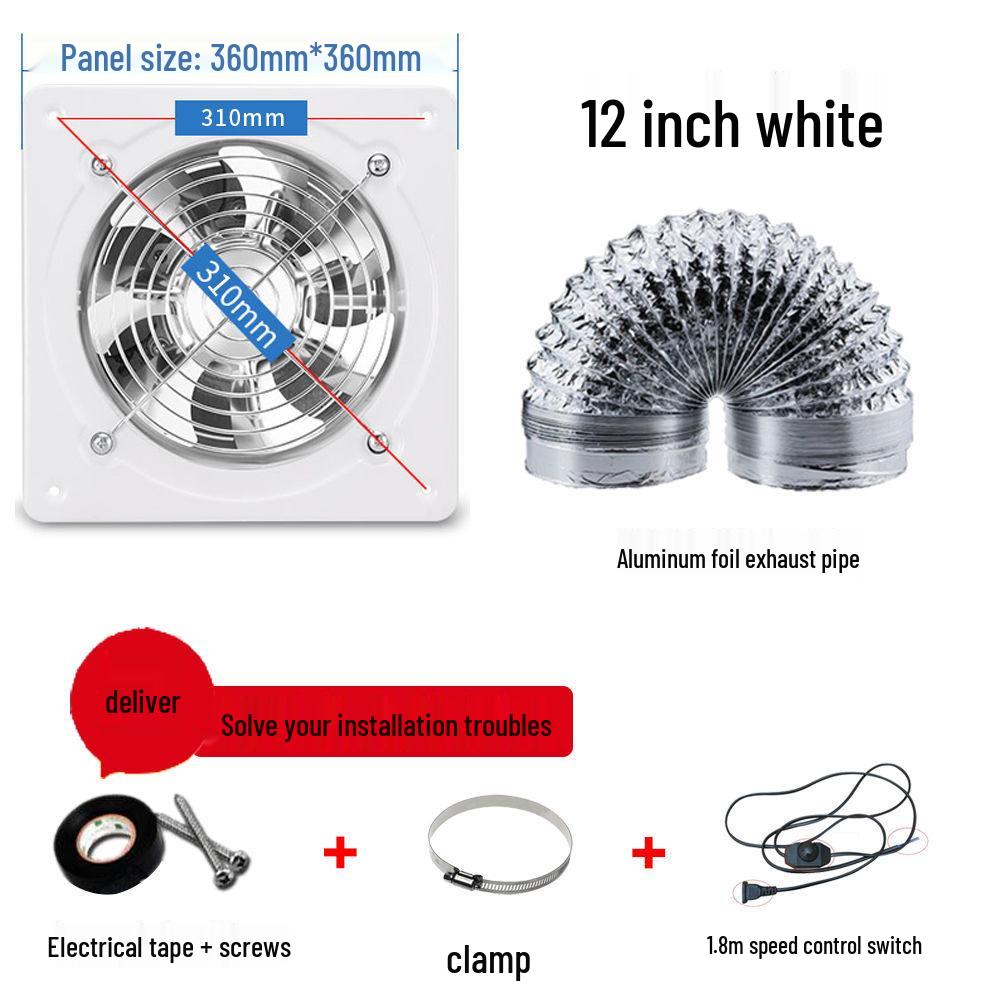 Powerful Silent Kitchen Window Exhaust Fan – Metal Square Oil & Smoke Extractor