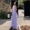 Sleeveless Collar Neck Gentle Temperament Fungus Edge Backless Dress Beach Dress