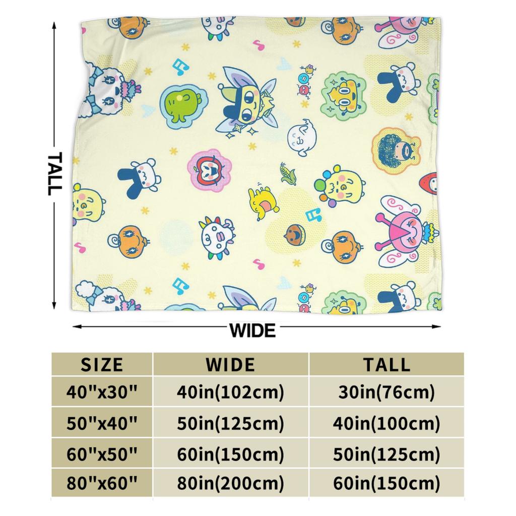 Tamagotchis Cartoon Blankets Kawaii Game Flannel Vintage Warm Throw Blankets for Home Autumn/Winter