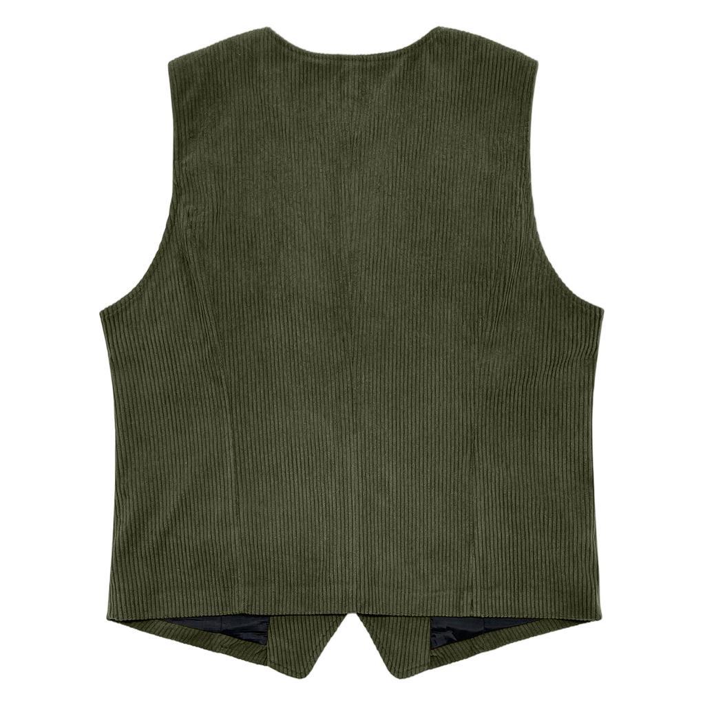 Corduroy Gilet For Men Retro Button Down Waistcoat Smart Casual Cord Vest Lightweight Outerwear