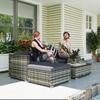 4-Seater Rattan Sofa Set Wicker Sectional Furniture Cushion Grey Garden