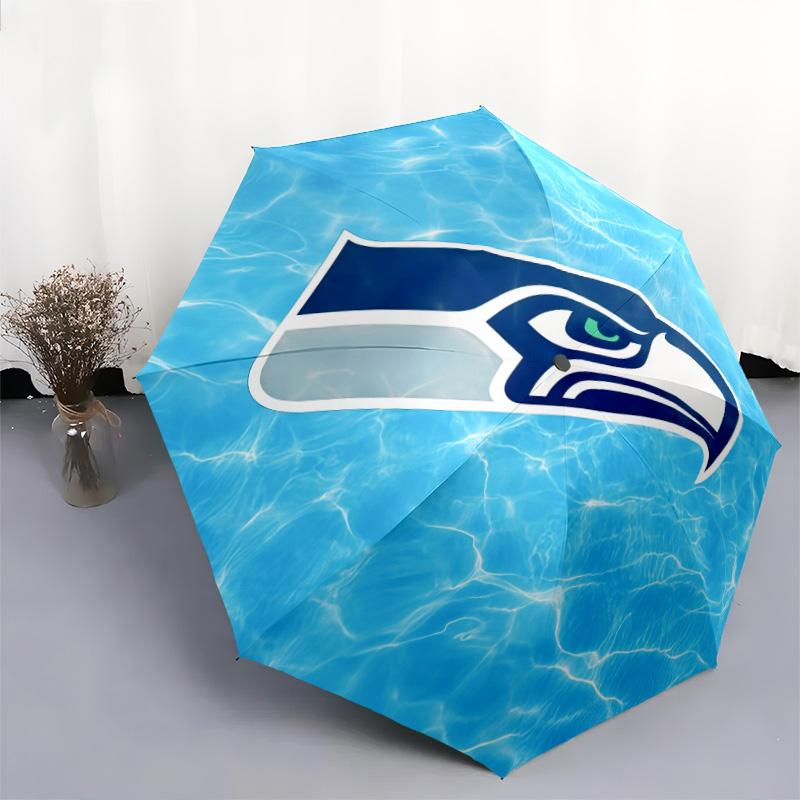 Seattle Seahawks pattern, automatic folding umbrella, portable and foldable design, 8 ribs, a Christmas or birthday gift.
