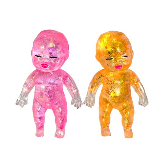 1/2/3/4/5Pcs Glitter Babies Stress Relief Toy Soft Stretchy Anxiety Relieving Clear Baby Squeeze Toy Hand Relaxation Stress Sugar Ball Fidget Toy