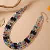 Fashion Colorful Artificial Crystal Collar Necklace Jewelry Geometric Beads Handmade Multilayer Collar Necklaces Jewelry Gift