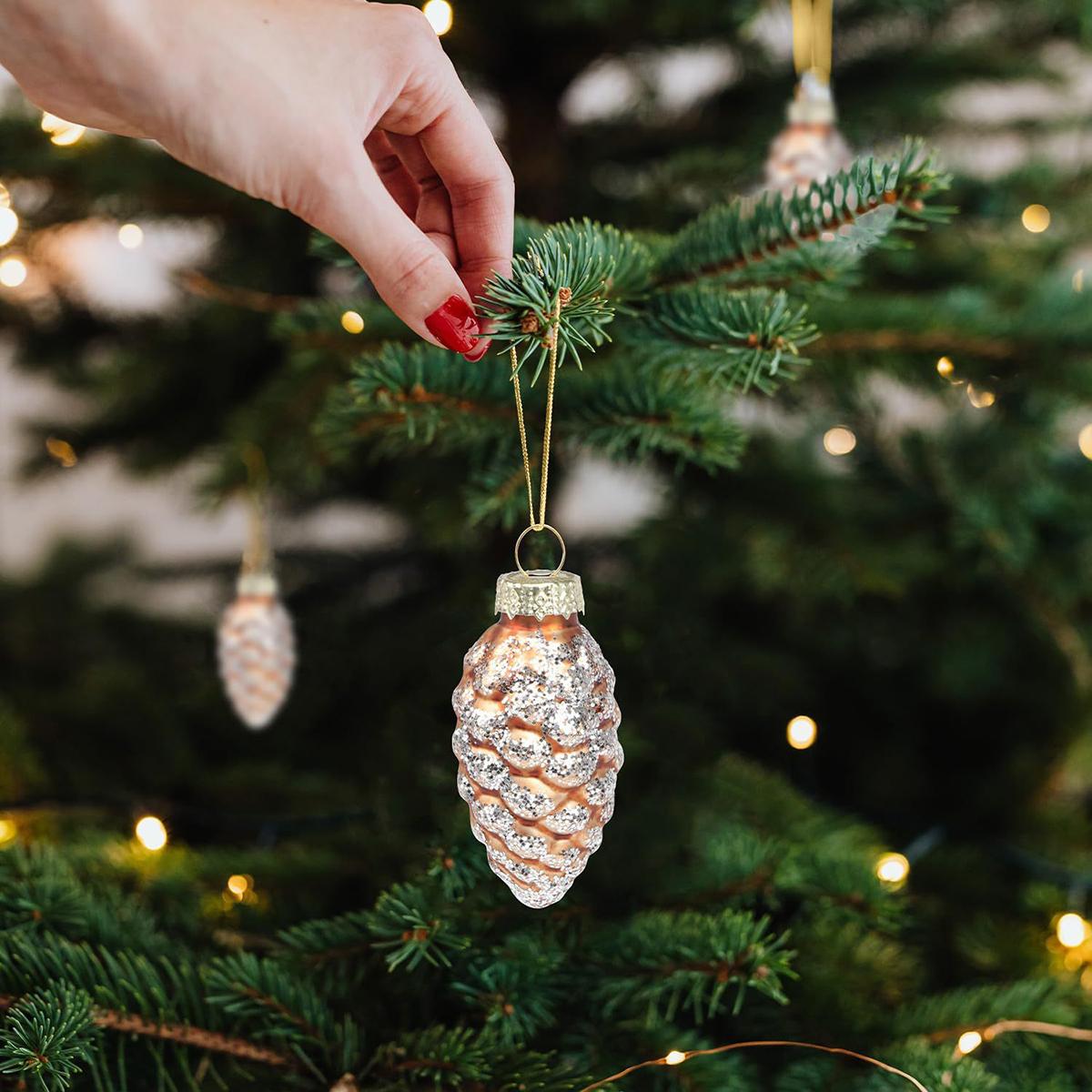 

Рождественские стеклянные украшения шишки/Рождественские подвесные украшения для елки/Креативные украшения из шишек ручной работы подарки зелёный