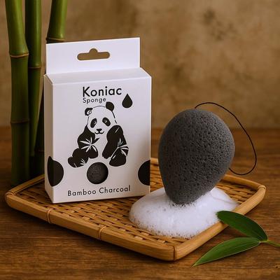 Konjac Facial Sponge, Bamboo Charcoal Teardrop