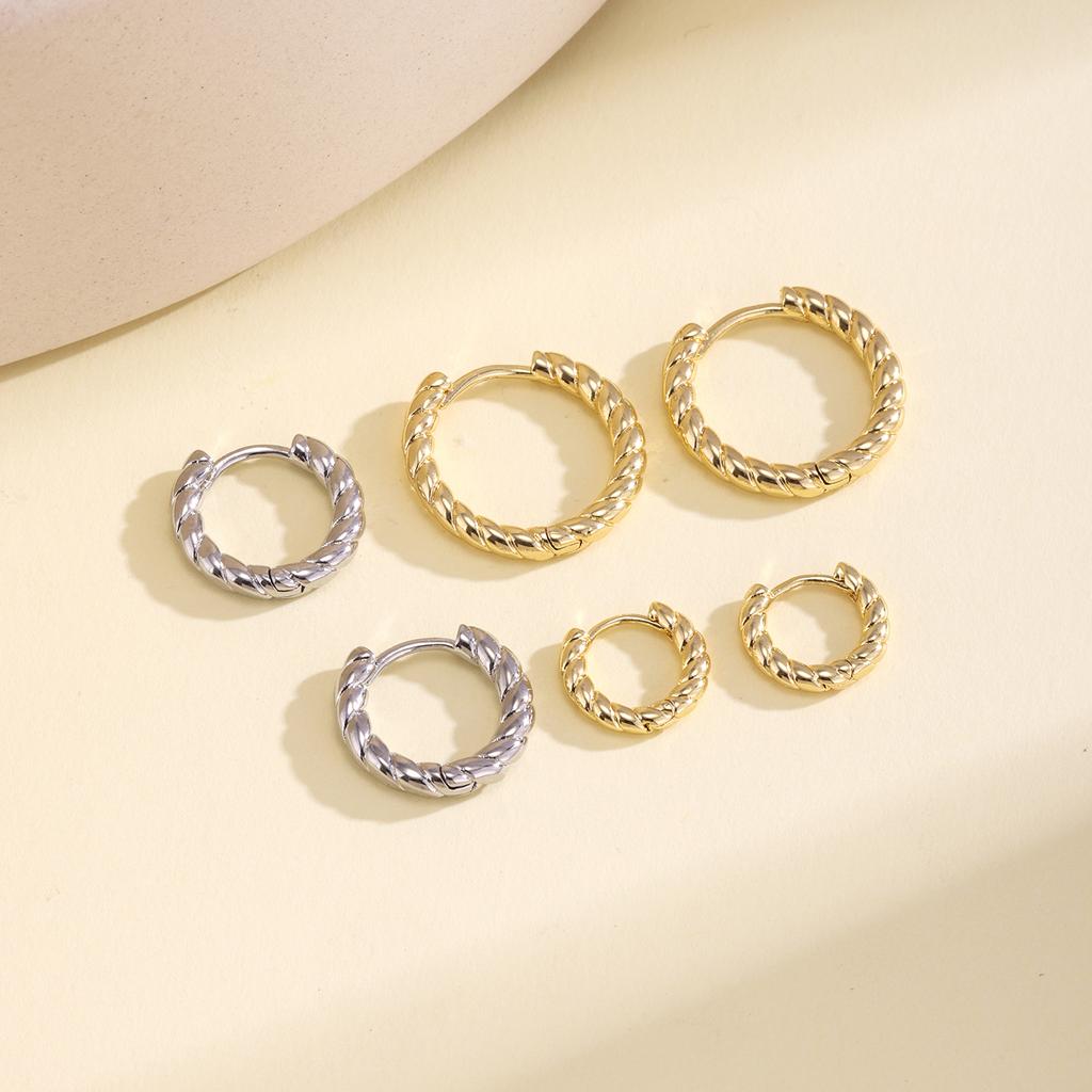 Nidin Trendy S/M/L Size Twisted Small Hoop Earrings For Women Minimalist Lightweight Comfortable Daily Wear Fashion Ear Jewelry