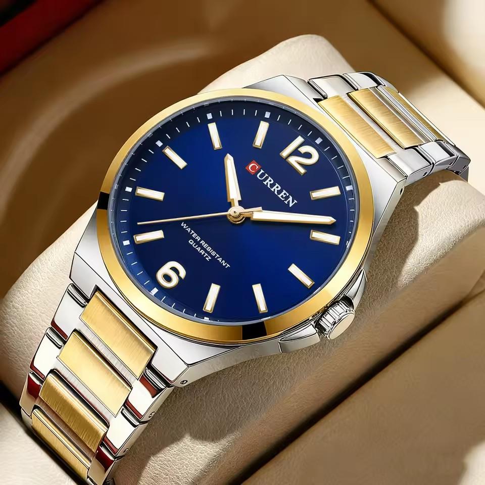 CURREN 8493 NEW Luxury Brand Wristwatches for Men's Stainless Steel Band Quartz Watch Simple Business Clock with Luminous Hands