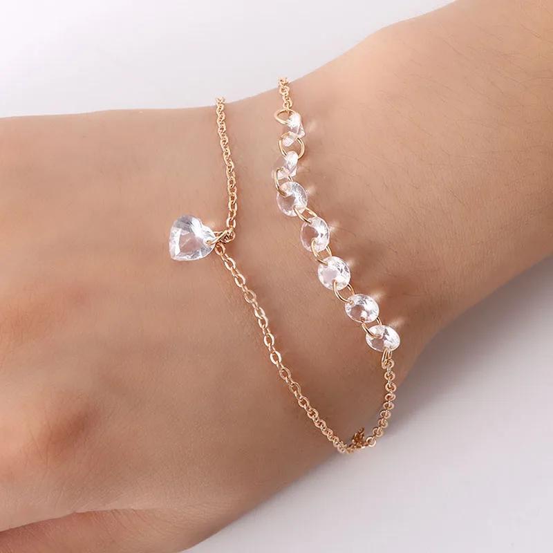 2024 New Fashion Simple Color Gold Femmes Cristal Multicouche Bracelet for Women Girl Jewelry Gifts
