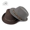 Hat women's fashion top hat autumn and winter simple light board leopard print woolen top hat British retro jazz hat men