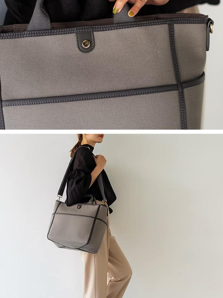 Gratante 24oz Canvas Tote Bag for Commuting Bag [Gratante] 2-way Women, abb-g0018 (Gray Charcoal)