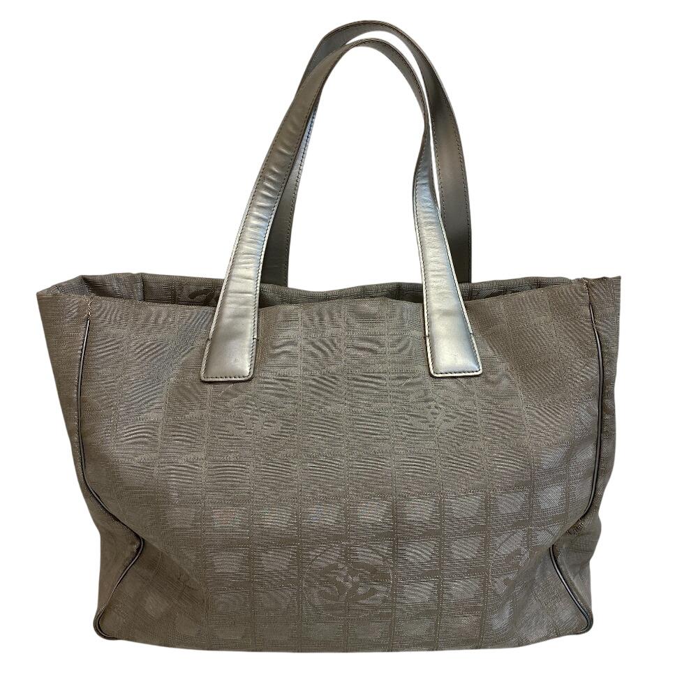 CHANEL New Travel Line MM canvas Tote Bag Silver canvas Used