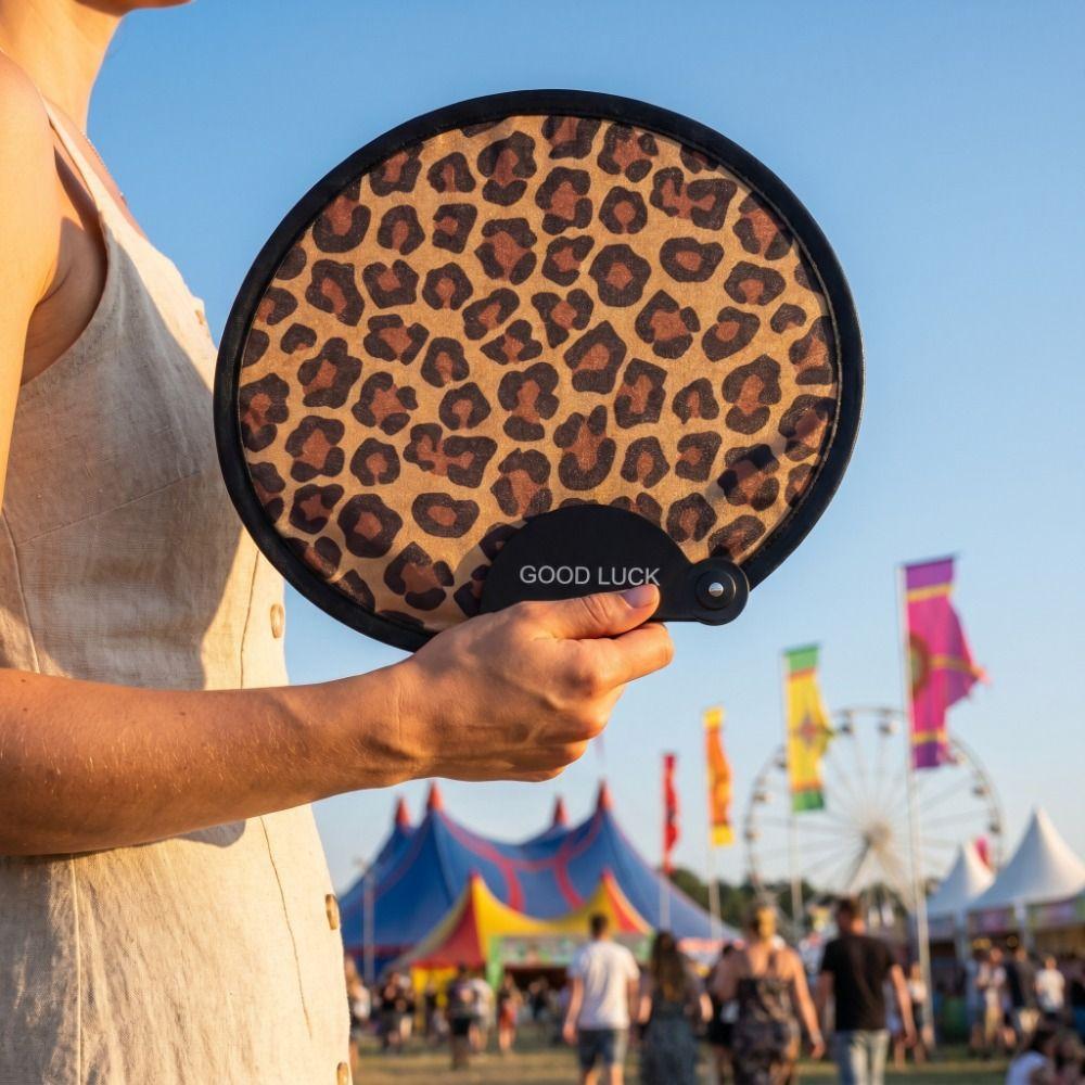 Football Pattern Foldable Hand Fan Pocket Size Round Fan Creative Mini Handheld Fan Daily Use