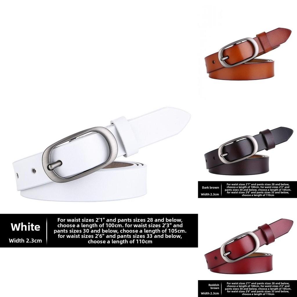 Elliptical Alloy Buckle Leather Womens Belt For Casual And Office Use