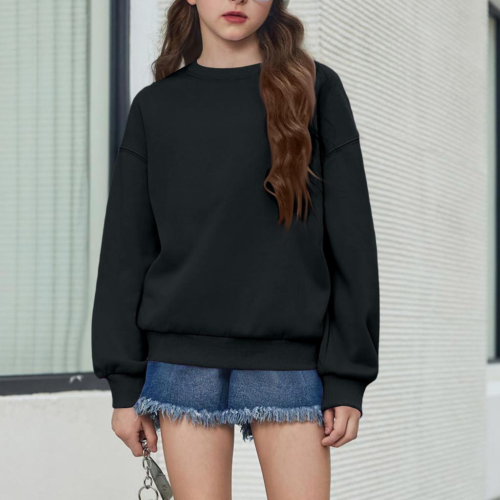 Jungen Mädchen Pullover Oberteil Lockerer Schnitt Farbe Sportlich Lässig Oberteil für Kinder