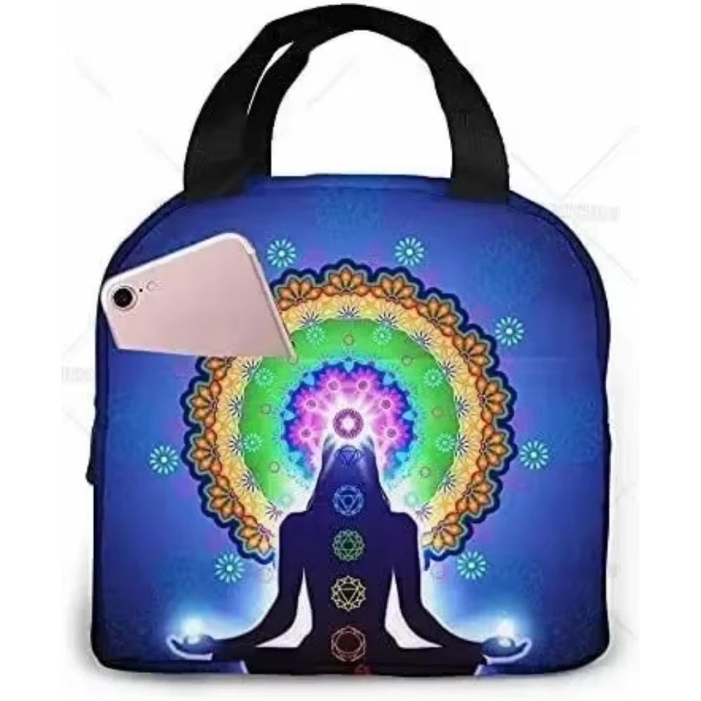 Mandala Boho Crescent Moon Sun Dreamcatcher Lunch Bag Waterproof Portable Tote Bag for Fashion Lunch Box with Zip Closure