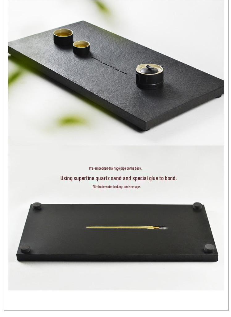 Wu Jin Shi Stone Tea Tray: Compact Gongfu Set with Drainage